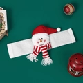 Christmas snowman curtain buckle with red hat and striped scarf on dark green base - Snowman