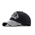 Women's black baseball cap with rhinestone crown decoration and shimmering glitter brim - Adjustable / Crown Silver