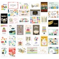 Grid layout showing 30 assorted 3D birthday cards with colorful cakes and balloons - Cards and Envelopes Set (528#)