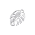 Detailed close-up of a silver monstera leaf metal pendant with a polished finish - VD1687 Silver Smooth Leaf