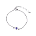 Bracciale minimalista in acciaio argento con pietra portafortuna blu e chiusura a moschettone - Rosso