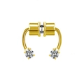 Macro shot of gold magnetic septum ring with clear cubic zirconia horseshoe detail - Gold Minimalist Rhinestone (#39)