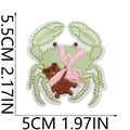 Green crab shaped bear embroidery patch for clothes and bags, size 5.5cm by 5.0cm - Style 9 (Green Crab with Bear)