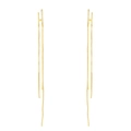 Elegant long gold tassel earrings with sparkling rhinestones and delicate snake chains - 14K Gold (2410)