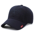 Cappellino da baseball in cotone blu navy con logo A-KURTZ ricamato ed etichetta rossa - Regolabile / Blu Notte