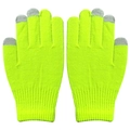 Neon green knitted winter gloves with grey touchscreen-compatible conductive fingertips - Neon Yellow