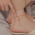 Tobillera de cadena de serpiente en oro de 18K con cierre de bola ajustable para mujer - Tobillera / Dorado