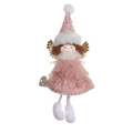 Angelo di Natale in peluche con cappello rosa e ali dorate per decorazione - Cuore Rosa