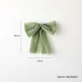 Elegant sage green tulle bow with long ribbons for Christmas tree or gift decor - 30cm / Green