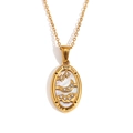 18K gold plated oval tarot The Moon pendant with mother of pearl and star zirconia - Oval Tarot - The Moon / Gold