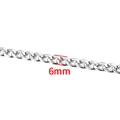 6mm silver stainless steel Cuban link chain necklace with detailed width measurement - 6mm Width / Steel Color (Silver)