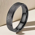 Minimalist black stainless steel ring with frosted matte exterior and polished inner band - US 7 / 6mm Width / Black