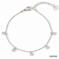 Silver stainless steel zircon bracelet with five dangling round crystals for women - Silver Bracelet + White Zirconia
