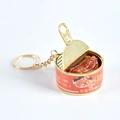 Miniature braised beef canned food keychain with realistic food model and golden ring - Beef Style - Gold Keychain