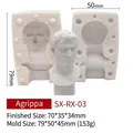 Agrippa Porträt Silikonform für DIY Kerzen und Gipsfiguren mit Größenangaben - Agrippa RX-03