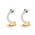 Luxury gold snake hoop earrings with emerald green eyes and pavé crystal stones - Pave Zirconia Snake Earrings / Gold-Emerald (Snake Earrings)