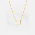 Elegant gold S925 silver necklace featuring a letter U pendant with a small diamond accent - Letter U