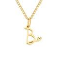 Polished gold initial B pendant necklace with a tiny heart detail on O-chain link - Letter B (B-Gold) / Gold