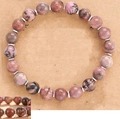 Pink zebra jasper beaded bracelet with 8mm stone beads and metallic spacers gift - A03 Rhodonite Style No Card