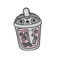 Cute enamel sloth pin holding a pink boba milk tea cup, fashion metal animal brooch - Sloth Milk Tea Cup Style (C1863-1)