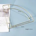 Golden fan-shaped corner shelf with dual-layer metal frame and 32cm diagonal span - Metal Display Rack-Fan Shaped Gold