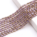 Strands of 4x6mm oval lavender glass beads with gold trim for DIY jewelry making - 4x6mm Gold Edged Seed Beads approx. 48pcs/Strand / Porcelain Purple Gold Edge