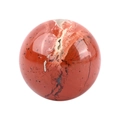 Polished red and orange jasper crystal sphere with natural white veins on white background - 40mm / Red Jasper