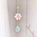 Crystal flower suncatcher with golden chain and iridescent teardrop prism for garden - Classic Hanging Style / A6