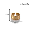 Adjustable golden four-layer wavy ring with hammered texture, weight 2.8g and width 0.87cm - MN447-Four Layer Hammered / Gold