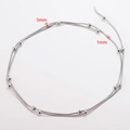 Detail of 3mm silver beads on a 1mm stainless steel snake chain necklace for layering - Steel Color - Beaded Snake Chain (Style 4)