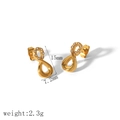 Infinity shape 18k gold plated stainless steel stud earrings with white diamond accents - Infinity Style (TE6912)