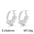 Silver twisted spiral hoop earrings in stainless steel with 19x6mm size and 10g weight - Style E Spiral Twist Hoop (Silver)