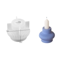 Vertical striped silicone mold for candle holders with blue resin craft and dimensions - NO.2 Striped Lantern Candle Holder