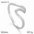 Minimalist 2mm silver wavy stainless steel band ring available in sizes 5 to 10 - US 5 / Steel