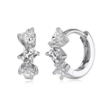S925 silver hoop earrings featuring three sparkling zircon stones in unique shapes - Three Irregular Zirconia