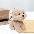 Simpatico ciondolo per cani in peluche beige per decorare zaini e borse - 12cm (Con Portachiavi) / Cuoio