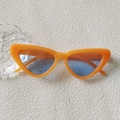 Occhiali da sole retrò cat-eye arancioni da donna con lenti azzurre trasparenti - Montatura Arancione Lenti Blu Occhio di Gatto (13)