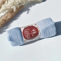 Light blue pleated cotton viscose scarf with vintage floral paper wrap and bubble texture - Style #95