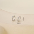 Detail of silver cubic zirconia earrings with size dimensions 1.2cm height and 0.3cm width - One Pair / White Gold (E071433bkb)