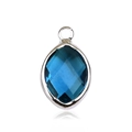 Silver-plated marquise-cut blue glass gemstone pendant for DIY jewelry making - Silver - December