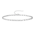 Minimalist silver flat chain anklet with adjustable extension and lobster clasp - Flat Link Style / Silver Style 1