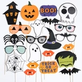 Set di 22 accessori per foto di Halloween con zucche, fantasmi e cappelli da strega - Set 22 pezzi Halloween Denti da Vampiro