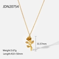 3D rose flower pendant necklace in 18K gold plating with adjustable chain for women - 3D Rose Pendant / Gold