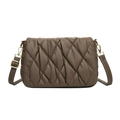Quilted cotton shoulder bag in dark brown with gold hardware and rhombic pattern - Gray