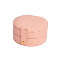 Portagioie rotondo portatile rosa da viaggio con chiusura a scatto dorata - Rosa