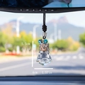 Car air vent crystal perfume bottle with blue beads and wooden cap dimensions 5.5cm x 4cm - Diamond Hanging Bottle
