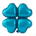Dark blue heart-shaped four-leaf clover foil balloon with metallic finish for party decor - Holographic Blue