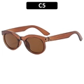 Retro oval sunglasses with transparent brown frame and tinted lenses model C5 - Tea Frame Tea Lens
