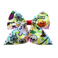 Halloween-strik met pompoen- en spookpatronen op golvende geweven band - Haarclip-stijl / Groen