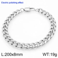 Bracelet maille gourmette en argent poli pour hommes et femmes, 8mm de large - Largeur 8mm x Longueur 200mm (KB207777-Z)